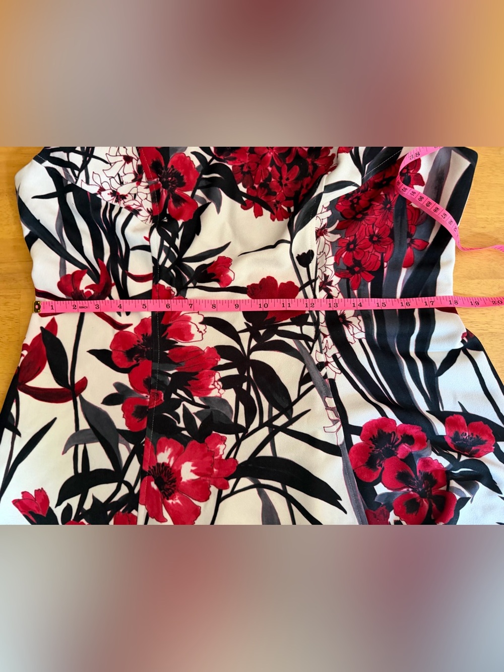Sz 16 Tommy Hilfiger sleeveless a-line dress- white red floral- cocktail work - Picture 6 of 10